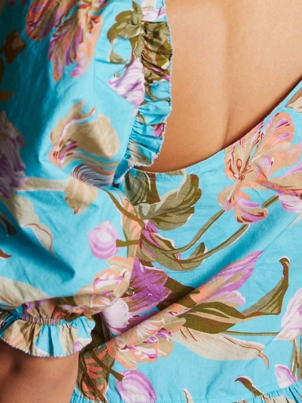 Antropologie LOVE THE LABEL Floral Puff-Sleeve colorful Summer Top - Picture 4 of 12